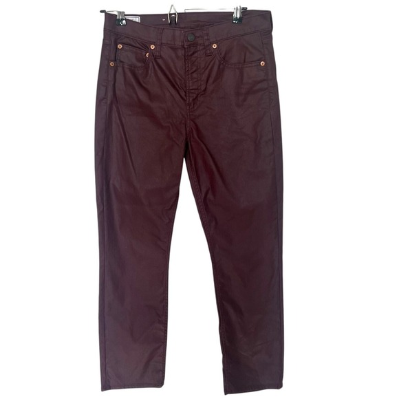 GAP Denim - Gap Vintage Slim Mid Rise Coated Burgundy Jeans Pants Womens 28 6R Maroon Wine